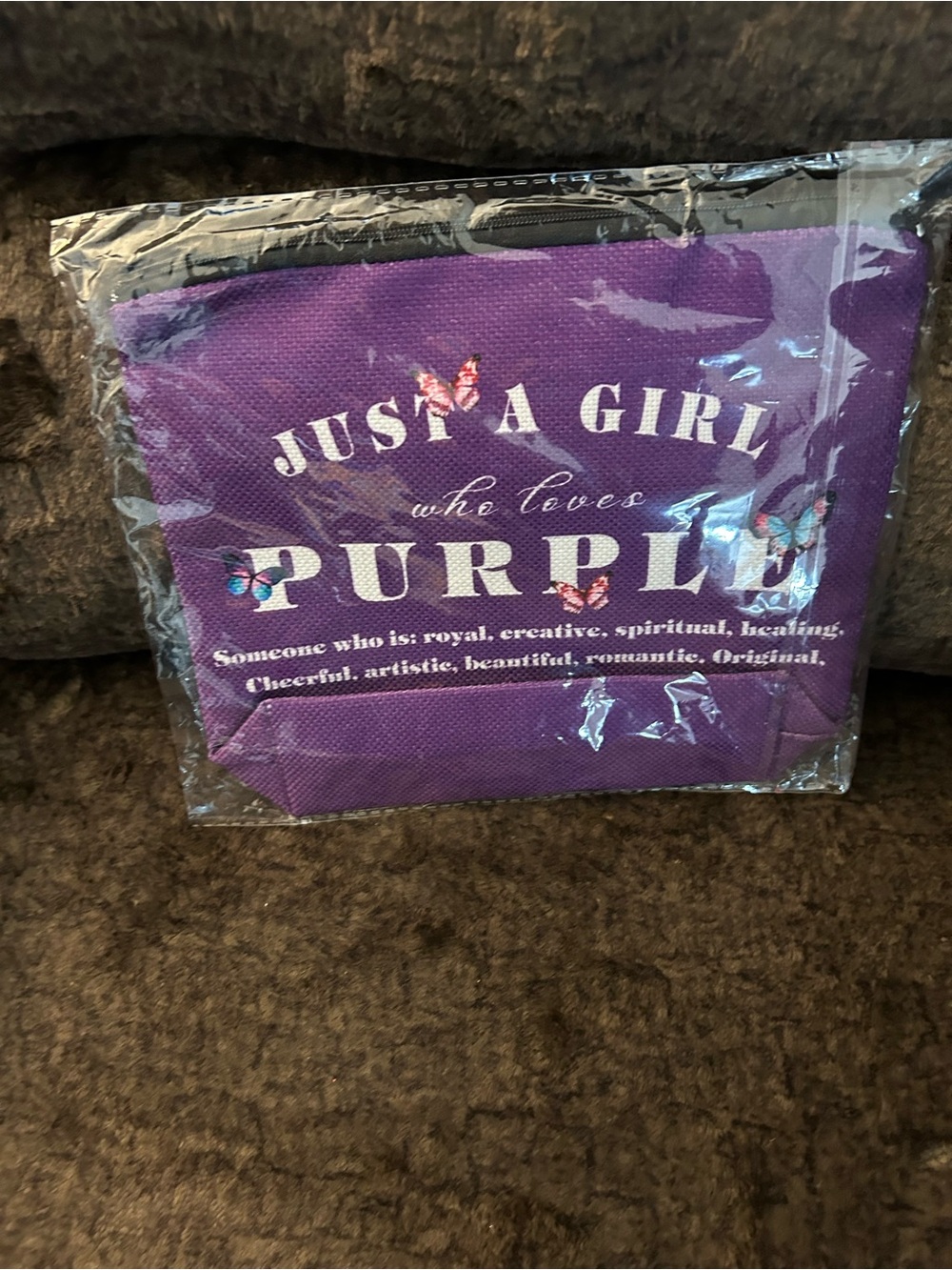 Pur Purse Purple Canvas Cosmetic Pouch with Butterfly Accents - Pur